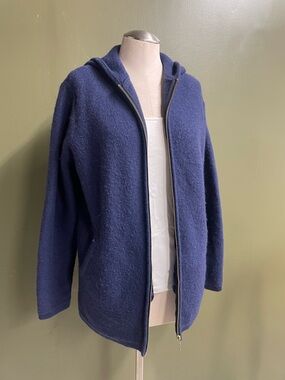 100% Wool Navy Hooded Jacket